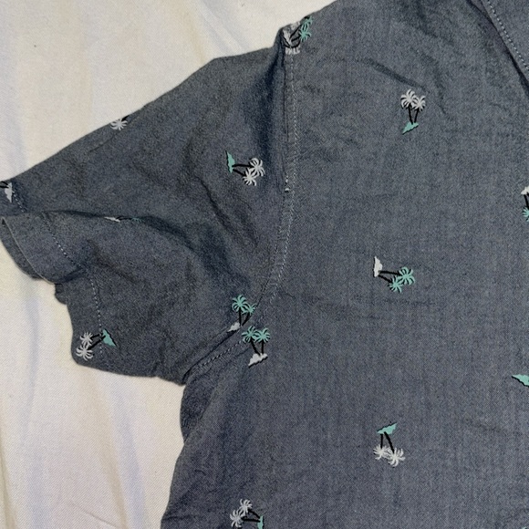 Vans Mens Casual Shirt Button Front Short Sleeve Palm Tree Gray Size Small - Picture 4 of 6